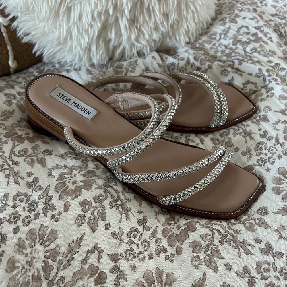 Steve Madden Sparkling Silver Strappy Sandals